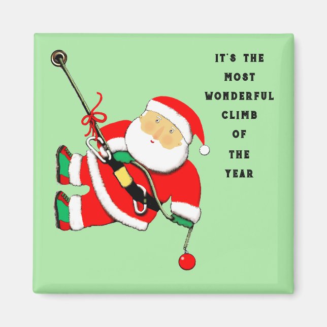 Rock Climbing Christmas Stocking Stuffer Magnet (Front)