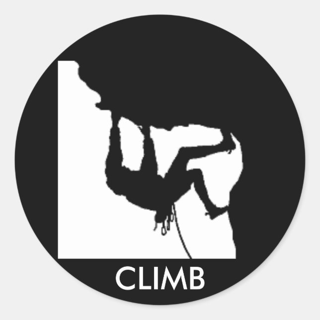 rock climbing classic round sticker (Front)