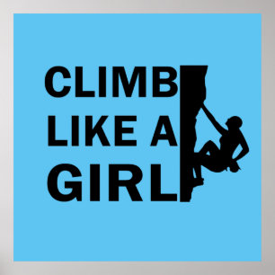 rock climbing climb girl woman poster