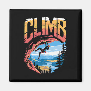 Rock Climbing Climb Typography Graphic  Magnet