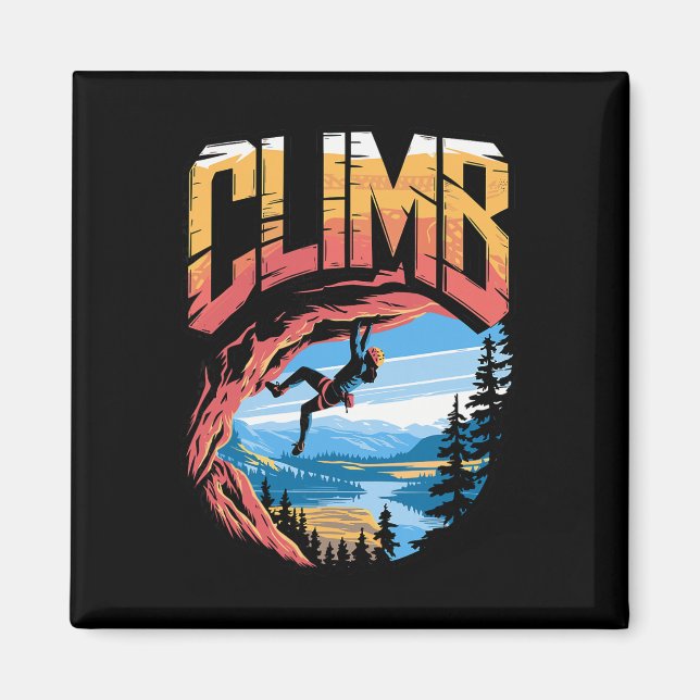 Rock Climbing Climb Typography Graphic  Magnet (Front)