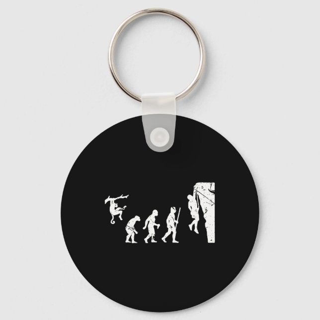 Rock Climbing Climber Evolution Bouldering  Key Ring (Front)