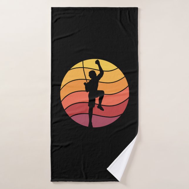 Rock Climbing Climber Retro Bath Towel (Bath Towel)