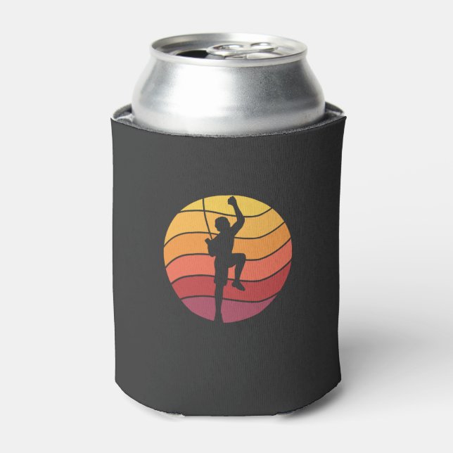 Rock Climbing Climber Retro Can Cooler (Can Front)