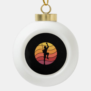 Rock Climbing Climber Retro Ceramic Ball Christmas Ornament