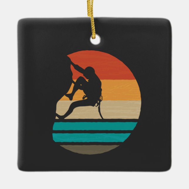 Rock Climbing Climber Retro  Ceramic Ornament (Front)