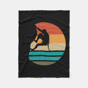 Rock Climbing Climber Retro Fleece Blanket