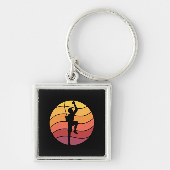 Rock Climbing Climber Retro  Key Ring (Front)