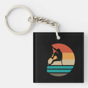 Rock Climbing Climber Retro Key Ring