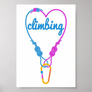 Rock Climbing couple climbing partners Poster