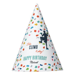 Rock Climbing Cute Kids Birthday Party Hat