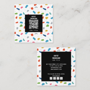 Rock Climbing Cute Kids Colourful Coach Square Business Card