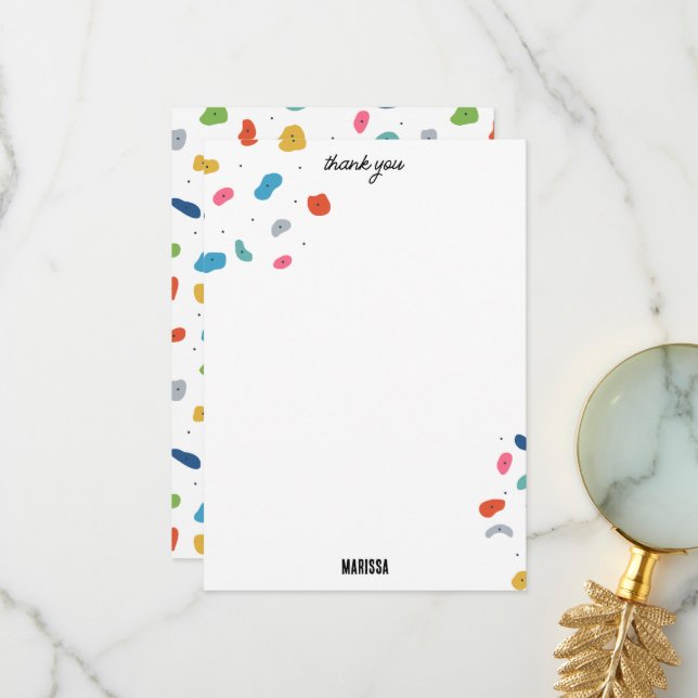 Rock Climbing Cute Kids Colourful Thank You Card (Front/Back In Situ)