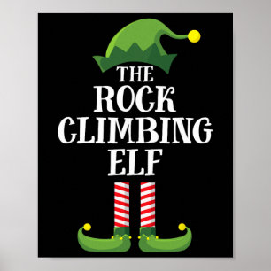 Rock Climbing Elf Matching Family Group Christmas Poster