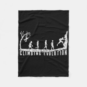 Rock Climbing Evolution Funny Distressed Fleece Blanket