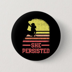 Rock Climbing Female Climber Silhouette Retro She  6 Cm Round Badge
