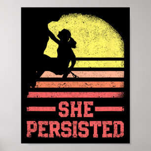 Rock Climbing Female Climber Silhouette Retro She Poster