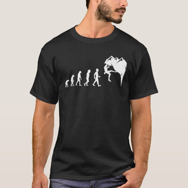 Rock Climbing  For Rock Climber Funny Evolution Te T-Shirt (Front)