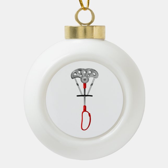 Rock Climbing Gear Ceramic Ball Christmas Ornament (Front)