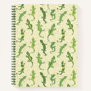 Rock Climbing Geckos on yellow - seamless pattern. Notebook