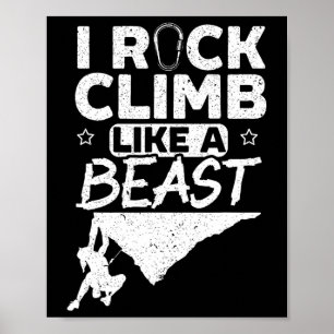 Rock Climbing Girl Boulderer Mountaineer Hiking Poster