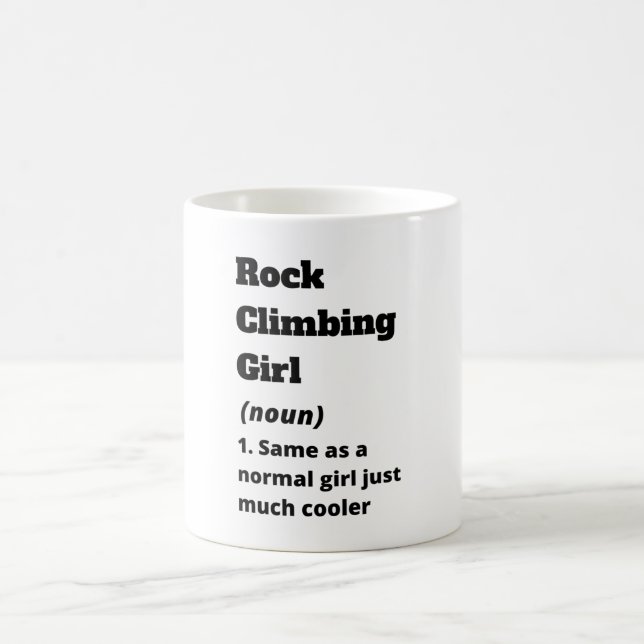 Rock climbing girl coffee mug (Center)
