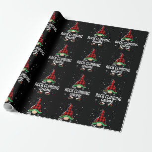 Rock Climbing Gnome Buffalo Plaid Matching Family Wrapping Paper