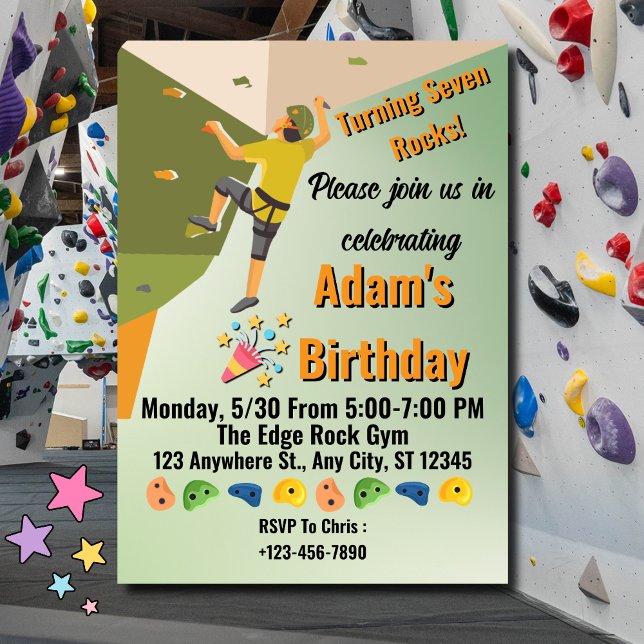 Rock Climbing Gym Adventure Birthday Invitation (Creator Uploaded)