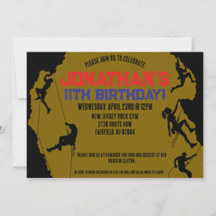 Rock Climbing Gym Birthday Invitation