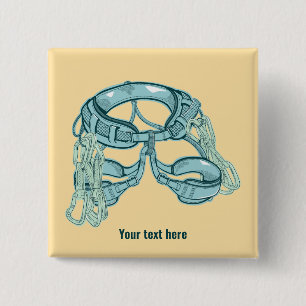 Rock climbing harness with quick draws 15 cm square badge