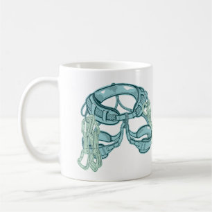 Rock climbing harness with quick draws coffee mug