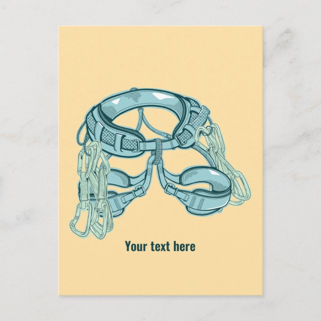 Rock climbing harness with quick draws postcard (Front)