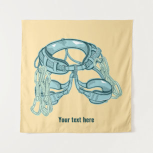 Rock climbing harness with quick draws tapestry