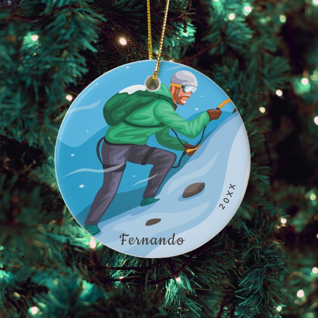 Rock Climbing Hiking Custom Name Ceramic Ornament (Creator Uploaded)