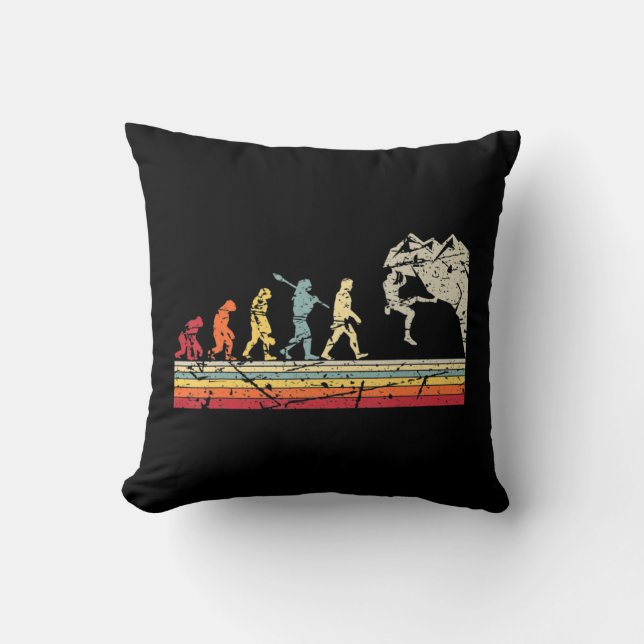 Rock Climbing Human Evolution Vintage Climber  Cushion (Front)