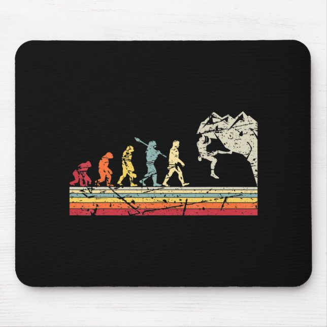 Rock Climbing Human Evolution Vintage Climber  Mouse Pad (Front)