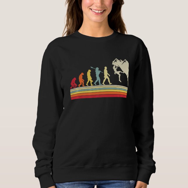Rock Climbing Human Evolution Vintage Climber Sweatshirt (Front)