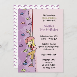 Rock Climbing Invitation: Blonde Hair Birthday  Invitation
