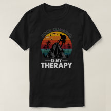 Rock Climbing Is My Therapy Retro Sunset T-Shirt
