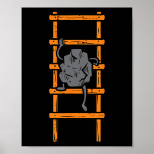 Rock Climbing Ladder Funny Climber Bouldering Kids Poster