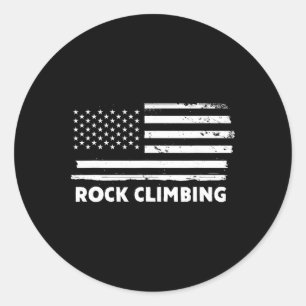 Rock Climbing Life Usa Flag Patriotic Sports Desig Classic Round Sticker
