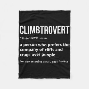 Rock Climbing Lover Funny Climbtrovert Mountain Cl Fleece Blanket
