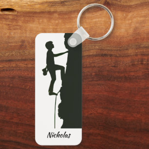 Rock Climbing Mountain Climber Silhouette  Key Ring
