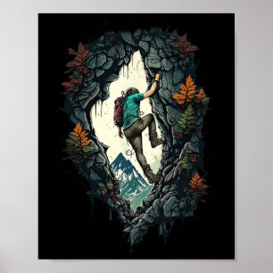 Rock Climbing Mountain Indoor Outdoor Bouldering R Poster