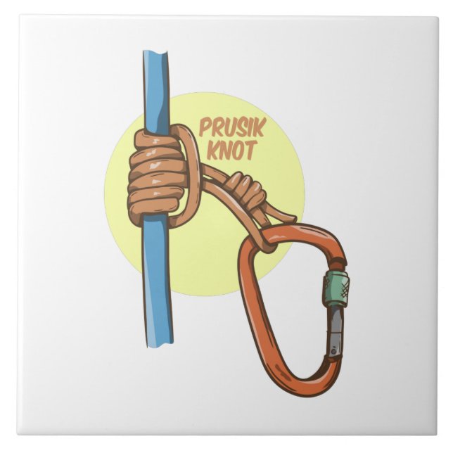Rock climbing prusik hitch ceramic tile (Front)