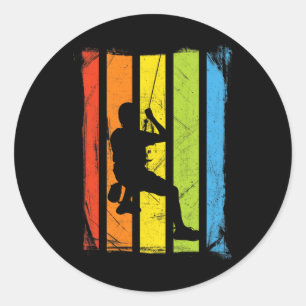 Rock Climbing Rainbow Distressed Design Classic Round Sticker