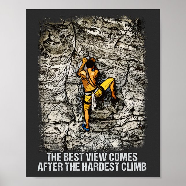Rock Climbing Reaching for the Mountain Summit Poster (Front)