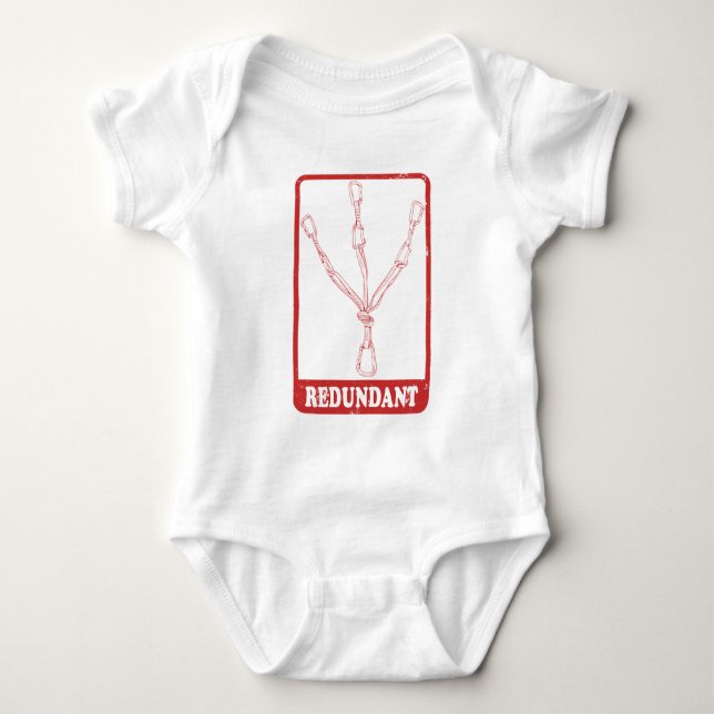 Rock climbing redundant belay station baby bodysuit (Front)