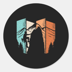 Rock Climbing Retro Climb Vintage Climber Men Boys Classic Round Sticker