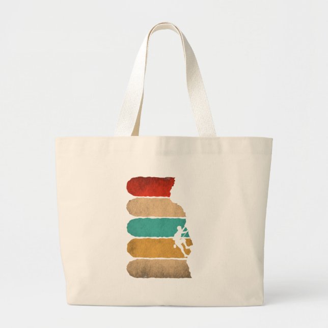 Rock Climbing Retro Hipster Climber Novelty   Large Tote Bag (Front)